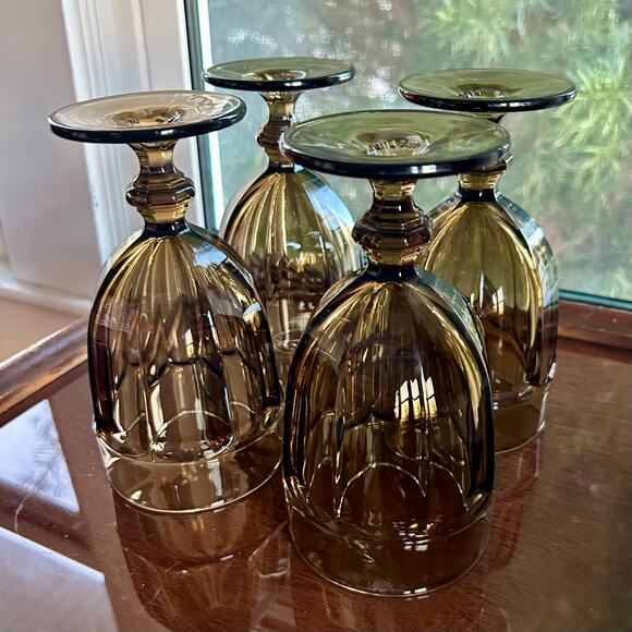 Vintage Libbey Gibraltar Duratuff Olive Green Water Goblets – Set of 4 - Picture 7 of 15